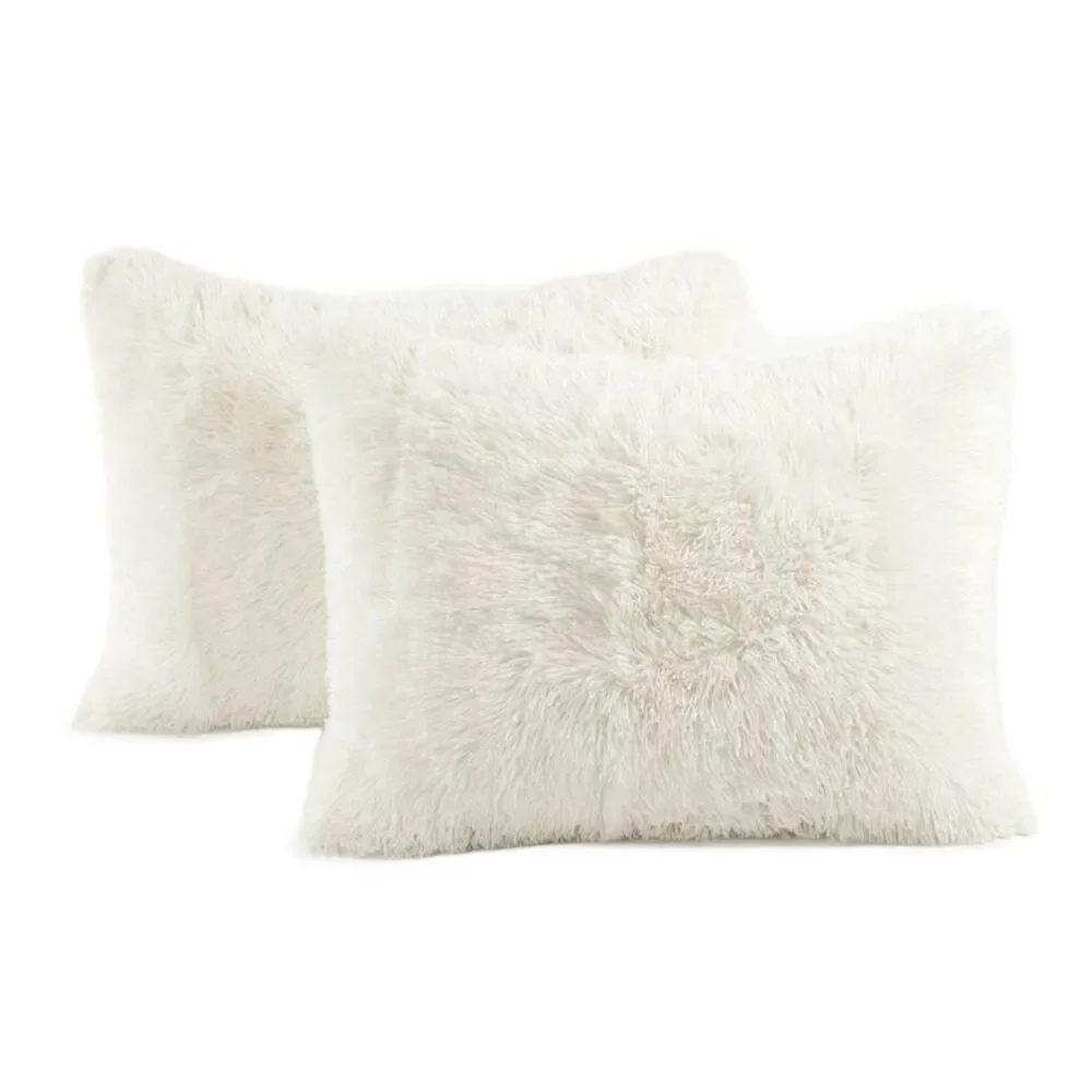 Plush Faux Fur Comforter Set - White